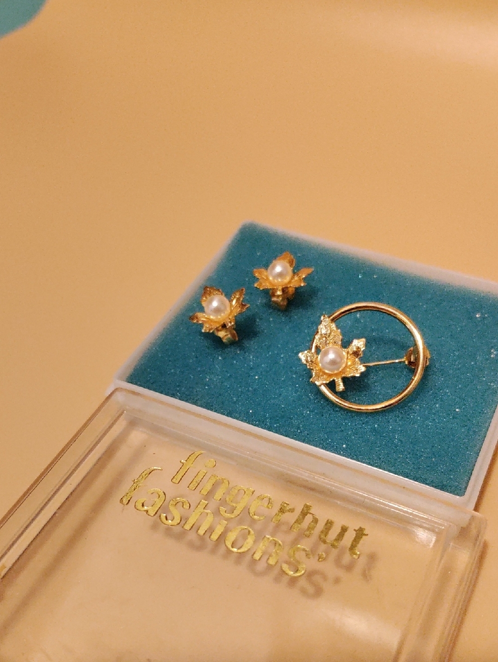 Gold-Tone Pearl Leaf Stud Earrings and Brooch Set - Fingerhut Fashions